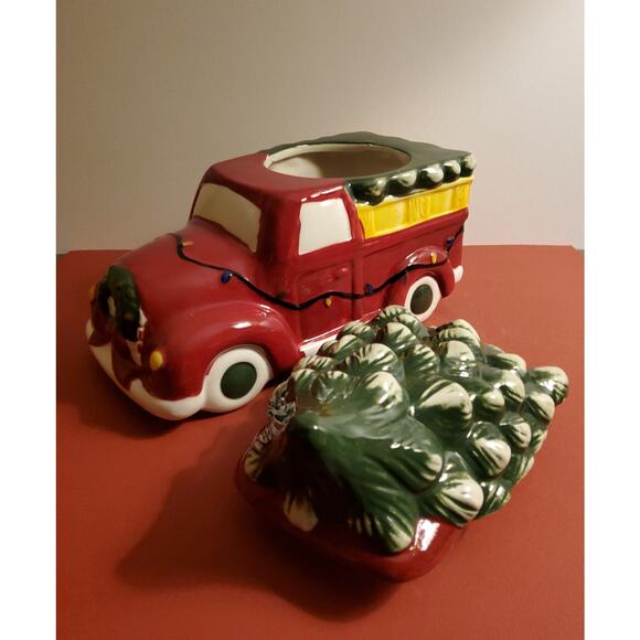 Red Truck with Christmas Tree Cookie Jar - Santa's Workshop by WINTER WONDER - Picture 4 of 5